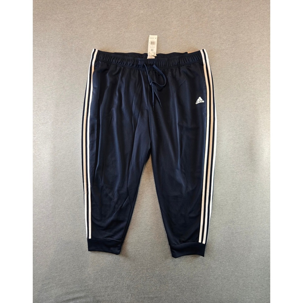 Adidas Track Pants Mens 4X Navy Blue 3-Stripes Slim Fit Tricot Athletic NWT